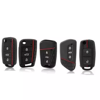 Чехол для ключей от автомобиля для VW Volkswagen Polo Tiguan Passat Jetta Lavida Skoda Octavia Golf 7 MK7 ID.3 4 чёрный