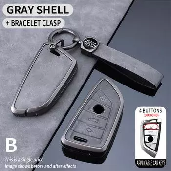 Чехол для ключей от автомобиля, сумка для ключей для Bmw F20 G20 G30 X1 X3 X4 X5 G05 X6, аксессуары, автомобильный Стайлинг, держатель, защита брелка в виде ракушки серый