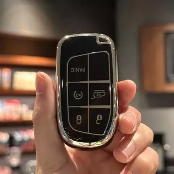 Чехол для ключей от машины для Fiat для Jeep Grand Cherokee Renegade Dodge Challenger Charger Dart Durango Caravan RAM Chrysler 200 300 чёрный