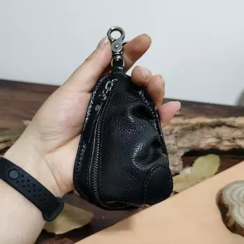 Чехол для ключей от машины из чистой воловьей кожи, висит на талии, большая вместительная молния, винтажный, из натуральной кожи, ручной работы, многофункциональный, Южная Корея Ins 15.15cm