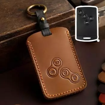 Чехол для ключей от машины из натуральной кожи для Renault Duster Captur Clio Logan Megane 1 2 3 Koleos Scenic Nema Fluence Zoe синий