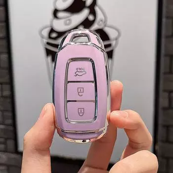 Чехол для ключей от машины с 3 кнопками для Hyundai I10 I20 Ix25 I30 Ix35 Accent ELANTRA PALISADE ENCINO Solaris Kia Soul Veloster TUCSON SONATA 8 аксессуаров Key Case белый