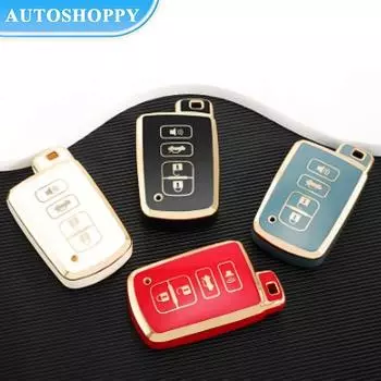 Чехол для ключей от машины с 4 кнопками для Toyota Camry Corolla RAV4 Highlander Avalon 2015-2017, защитный чехол с умным управлением, держатель чёрный