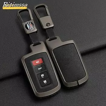 Чехол для ключей от машины с 4 кнопками для Toyota Camry Corolla RAV4 Highlander Avalon 2015-2017, защитный чехол с умным управлением, держатель