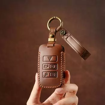 Чехол для ключей ручной работы из кожи Crazy Horse с брелком для Land Rover, Range Rover, Discovery 5 и Jaguar. чёрный