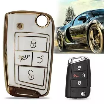 Чехол для ключей с 4 кнопками, чехол для ключей для VW/Volkswagen/Golf/VII/Mk7/GTI/Jetta, автомобильные аксессуары