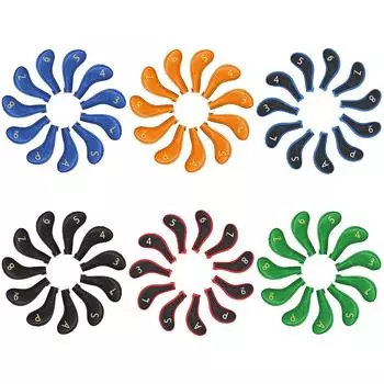 Чехол для клюшек для гольфа, чехол для головы, 11 предметов, вышитый номер с обеих сторон, комплект чехлов для клюшек для гольфа для левой и правой руки, стильный длинный воротник с молнией, оксфорд