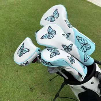 Чехол для клюшки Butterfly с вращающимся номером, водонепроницаемая искусственная кожа, плюшевая подкладка, чехол для защиты головы водителя Golf 1/3/5/Utility Wood 5 чёрный
