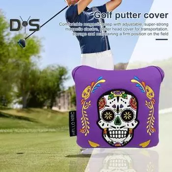 Чехол для клюшки Mallet, чехол для клюшки Mallet, уникальный чехол для клюшки Mallet с принтом черепа, защитный чехол для клюшки Mallet, аксессуар для гольфа белый