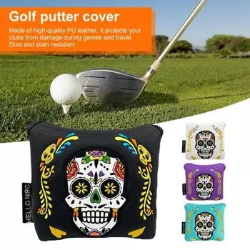 Чехол для клюшки Mallet, чехол для клюшки Mallet, уникальный чехол для клюшки Mallet с принтом черепа, защитный чехол для клюшки Mallet, аксессуар для гольфа белый