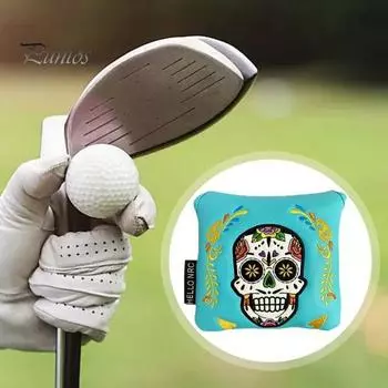 Чехол для клюшки Mallet, чехол для клюшки Mallet, уникальный чехол для клюшки Mallet с принтом черепа, защитный чехол для клюшки Mallet, аксессуар для гольфа белый