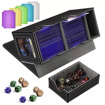 Чехол для колоды ATPWONZ для хранения карт Чехол для торговых карточек Хранение торговых карт Чехол для колоды Командир Чехол для торговых карточек из полиуретана с 5 разделителями и окошком для дисплея