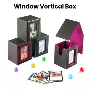 Чехол для колоды карт с прозрачным окном, многофункциональный органайзер из искусственной кожи для карт TCG, большой держатель для торговых игр, вместительный органайзер для спорта красный