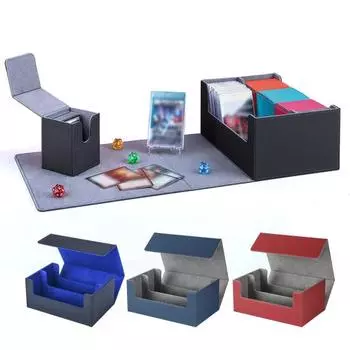 Чехол для колоды магнитных карт, многофункциональный держатель TCG из искусственной кожи, органайзер для торговых игровых карт, большой органайзер для спортивных игр синий