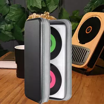 Чехол для компакт-диска, подарки на день отца, емкость 80 шт., с ручным ремешком, полипропилен, жесткий защитный диск от царапин чёрный