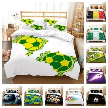 Чехол для комплекта постельного белья с 3D футбольным принтом из микрофибры, дышащее удобное одеяло, пододеяльник, пододеяльник, одинарный, двойной, King Size UK Single 135x200cm