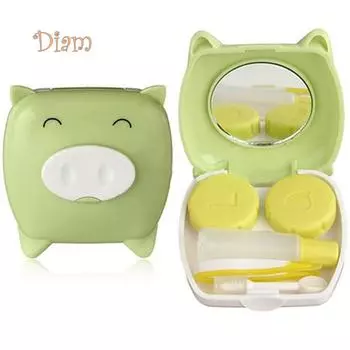 Чехол для контактных линз Plar Bear Travel Cartoon Piggy с зеркалом и пинцетом