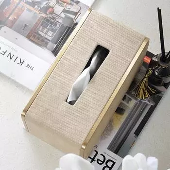 Чехол для коробки с салфетками из кожи с медным краем, роскошный декор, держатель для коробки с салфетками для обеденного стола в отеле, украшение для гостиной, коробки для салфеток