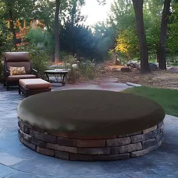 Чехол для костра на открытом воздухе, водонепроницаемый чехол из ткани Оксфорд, устойчивый к ультрафиолетовому излучению, со шнурком для круглых встроенных каменных кострищ чёрный
