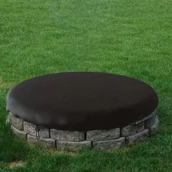 Чехол для костра на открытом воздухе, водонепроницаемый чехол из ткани Оксфорд, устойчивый к ультрафиолетовому излучению, со шнурком для круглых встроенных каменных кострищ чёрный