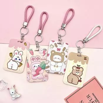 Чехол для кредитной карты с изображением кролика, держатель для карт, чехол для хранения карт, чехол для мультяшной карты, контроль доступа к карте C(Hand Rope)