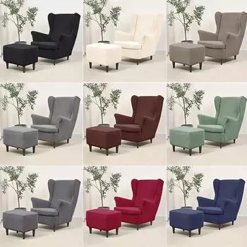 Чехол для кресла-кровати Polar Fleece Stretch Чехол для дивана Wingback Эластичные чехлы для кресел с подушками Защитный чехол для мебели 3pcs set