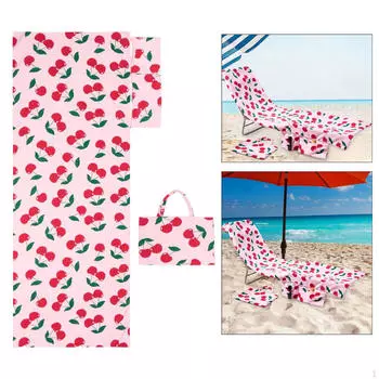 Чехол для кресла с карманом для полотенца, Идеально для бассейна или лета розовый