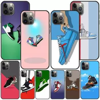 Чехол для кроссовок Apple iPhone 15 11 14 Pro Max 12 XR 13 Mini X XS 7 8 Plus черный мягкий чехол для телефона из ТПУ iPhone 7(8)