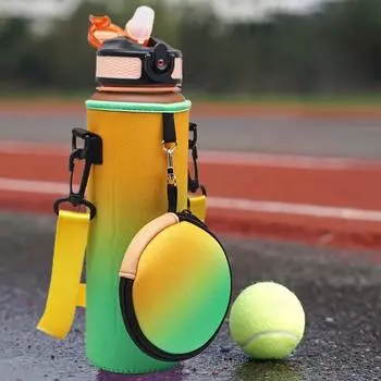 Чехол для кувшина для воды Регулируемый плечевой ремень Моющийся на открытом воздухе Фитнес Спорт Рукав для бутылки с водой Легко чистится Защитная чашка для воды серый