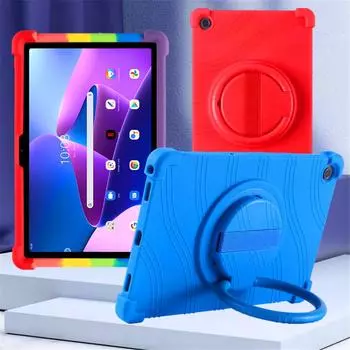 Чехол для Lenovo Tab M10 Plus 3-го поколения 10,6 TB128FU TB125FU TB128XU, мягкий силиконовый чехол с поворотной ручкой для планшета Xiaoxin Pad 2022 M10 Plus 3rd Gen красный