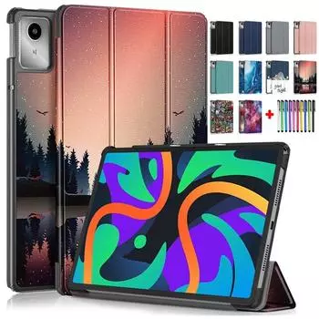 Чехол для Lenovo Tab M11 11 дюймов TB330FU, жесткий складной чехол из искусственной кожи для Lenovo Xiaoxin Pad 2024, чехол TB331FC, чехол Etui 11,0 дюймов Tab M11 TB330FU чёрный