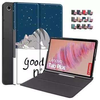 Чехол для Lenovo Tab Plus 2024 11,5 с симпатичным рисунком из искусственной кожи, откидная подставка для Lenovo tb351fu Xiaoxin Pad Studio, чехол для детей Lenovo Tab Plus 2024 красный
