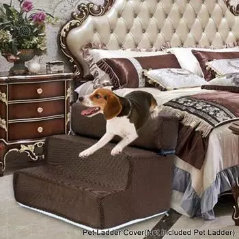 Чехол для лестницы для домашних животных, съемный удобный нескользящий чехол из искусственной кожи для собачьей рампы, лестницы для щенка 1 кофейный