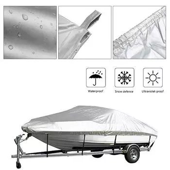 Чехол для лодки, яхта, наружная защита, водонепроницаемая сверхмощная серебряная светоотражающая ткань Оксфорд 300D 11-13FT серебряный