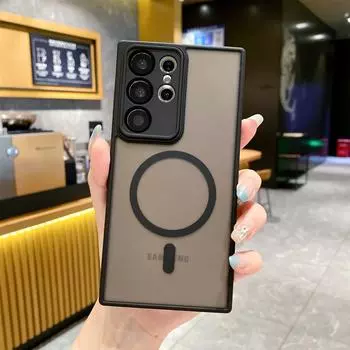 Чехол для Magsafe Samsung Galaxy S24 S23 S22 Ultra Plus, цветной, приятный для кожи, матовый, магнитный, силиконовый чехол с беспроводной зарядкой for Galaxy S22