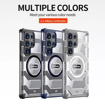 Чехол для Magsafe Samsung Galaxy S24 Ultra Plus, приятный для кожи, прозрачный сверхпрочный бампер, магнитная задняя крышка с беспроводной зарядкой for Galaxy S24