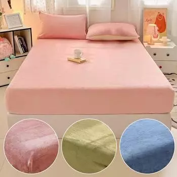 Чехол для матраса с эластичной лентой, пылезащитный, одинарный, молочный бархат, переносной чехол для кровати, теплые простыни, зимние, противоскользящие, 1 шт. зелёный