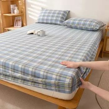 Чехол для матраса в японском стиле из 100% хлопка, простыня на резинке с эластичной резинкой, парное постельное белье, односпальная кровать размера «queen-size» размера «king-size» pillowcase 1pc