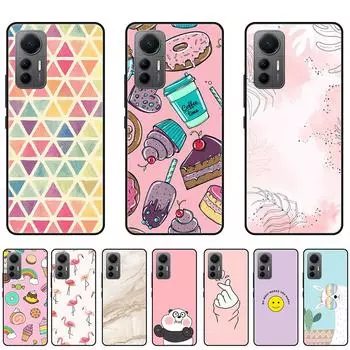 Чехол для Mi 12 Lite 5G, милый чехол 2203129G, черный гибкий бампер, мягкий резиновый силиконовый чехол из ТПУ, чехол для телефона для Xiaomi 12 Lite 5G