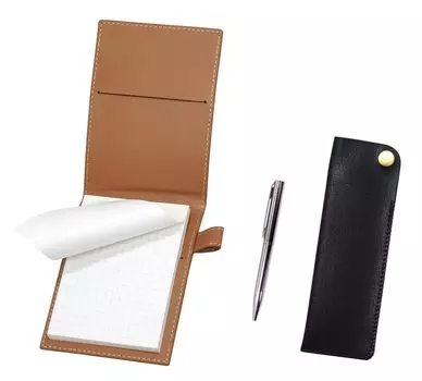 Чехол для мини-блокнота из переработанной коровьей кожи цвета мокко с боковым крючком, черный, для блокнота, короткий металлический вращающийся шариковый набор ручек LS022PM-NK01B-9A094