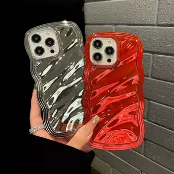 Чехол для мобильного телефона 2 в 1 с гальваническим волнистым узором для iPhone 15 14 Plus 13 12 Pro Max 11 iPhone 11 красный