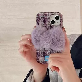 «Чехол для мобильного телефона Apple 15 Promax с фиолетовым бантом в клетку, модный и стильный дизайн». Apple 12 Pro Max