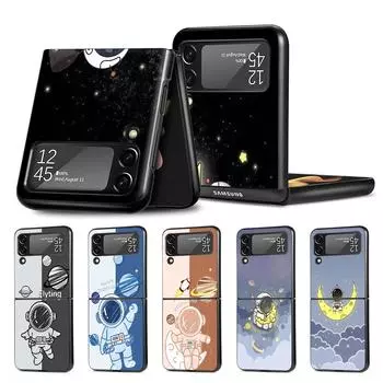 Чехол для мобильного телефона «Астронавт» для Samsung Galaxy Z Flip4 Flip3 5G, черный чехол Z Flip 4 3, роскошный жесткий чехол из ПК Zflip3 Funda Capa Samsung Z Flip4 5G