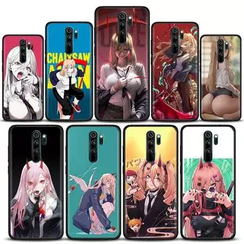 Чехол для мобильного телефона ChainSaw Man Girl Anime для Redmi K40 K40S K50 6 6A 7 7A 8 8A 9 9A 9C 9T 10 10C Pro Plus, черный, мягкий чехол Redmi 6
