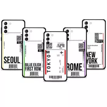 Чехол для мобильного телефона Fundas со штрих-кодом авиабилета для Samsung Galaxy S10e S22 Ultra 5G S8 S20 FE 2022 S21 Plus S10 S9 S7 Samsung S22 5G