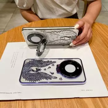 Чехол для мобильного телефона Huawei Mate60Pro Angel Wings из ТПУ с гальваническим покрытием и стразами, подходящий для мягкого чехла-невидимки mate60 Huawei Mate60 серебряный