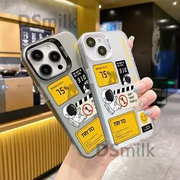 Чехол для мобильного телефона iPhone 15 Pro Astronaut: Лазерная гравировка, защита от падений, твердый чехол для Xs Max и 11 iPhone 12 Pro Max серый