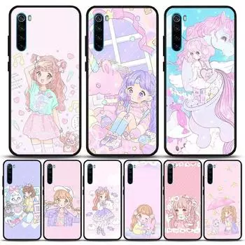 Чехол для мобильного телефона Kawaii Anime Cute Beautiful Girl для Redmi Note 10 11 11S 11E 7 8 8T 9 9S 9T Pro Plus 4G 5G, черный, мягкий чехол Redmi Note 7