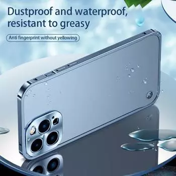 Чехол для мобильного телефона, матовая рамка, защита от царапин, пылезащитная линза, водонепроницаемая защита от отпечатков пальцев, металлическая защитная задняя панель для телефона for iPhone 13mini синий