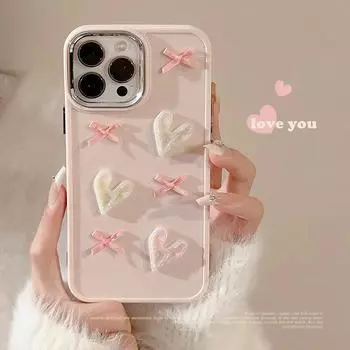 Чехол для мобильного телефона Pink Love для iPhone 15 Pro Max Plus 14 13 12 11 X XS, гальванические 3D чехлы для девочек, противоударная задняя крышка For iPhone 15